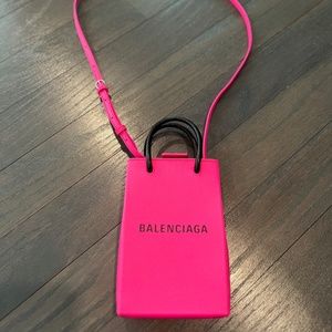 Balenciaga Calfskin Logo Phone Holder
